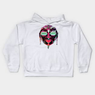 Blue Red Blend African Mask 2 Kids Hoodie